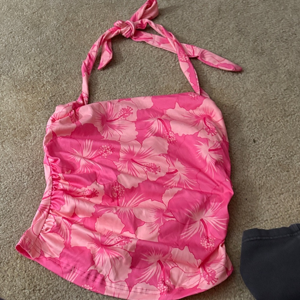 Pink Floral Halter Top